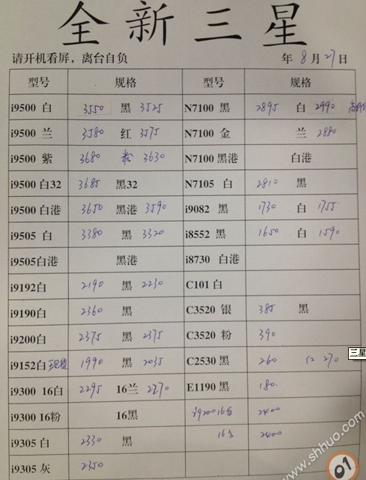 2013年8月27日深圳华强北水货手机报价单_0