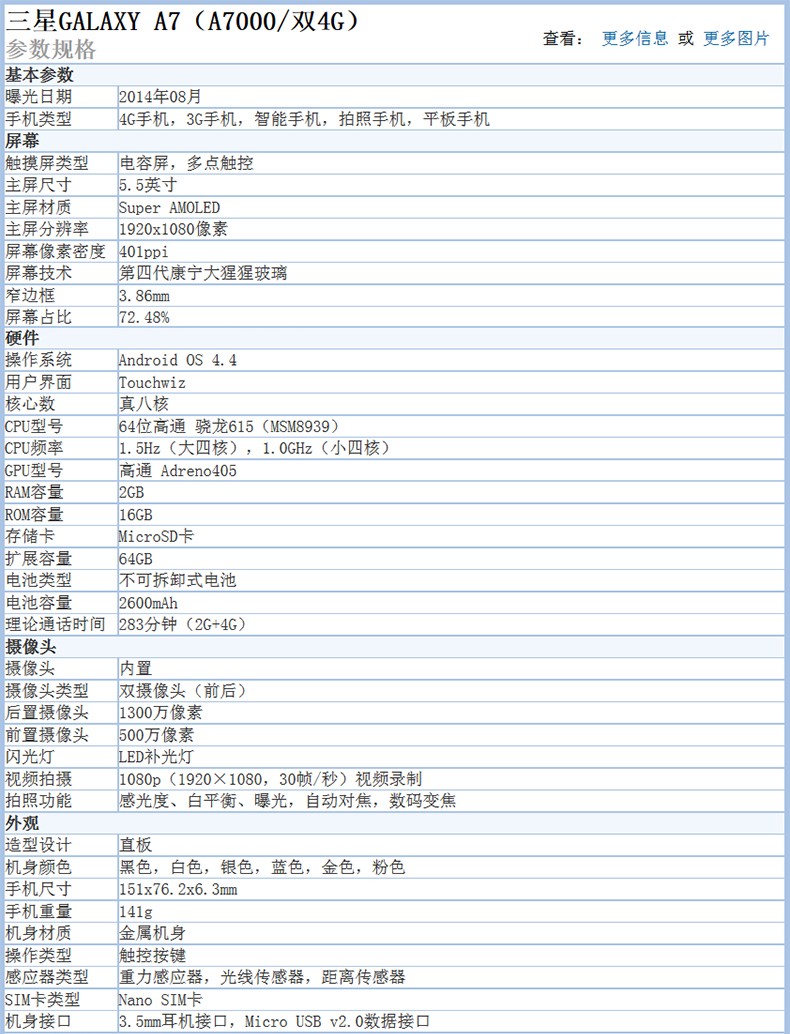 【顺丰带票 买赠礼包】三星 2016版GALAXY A